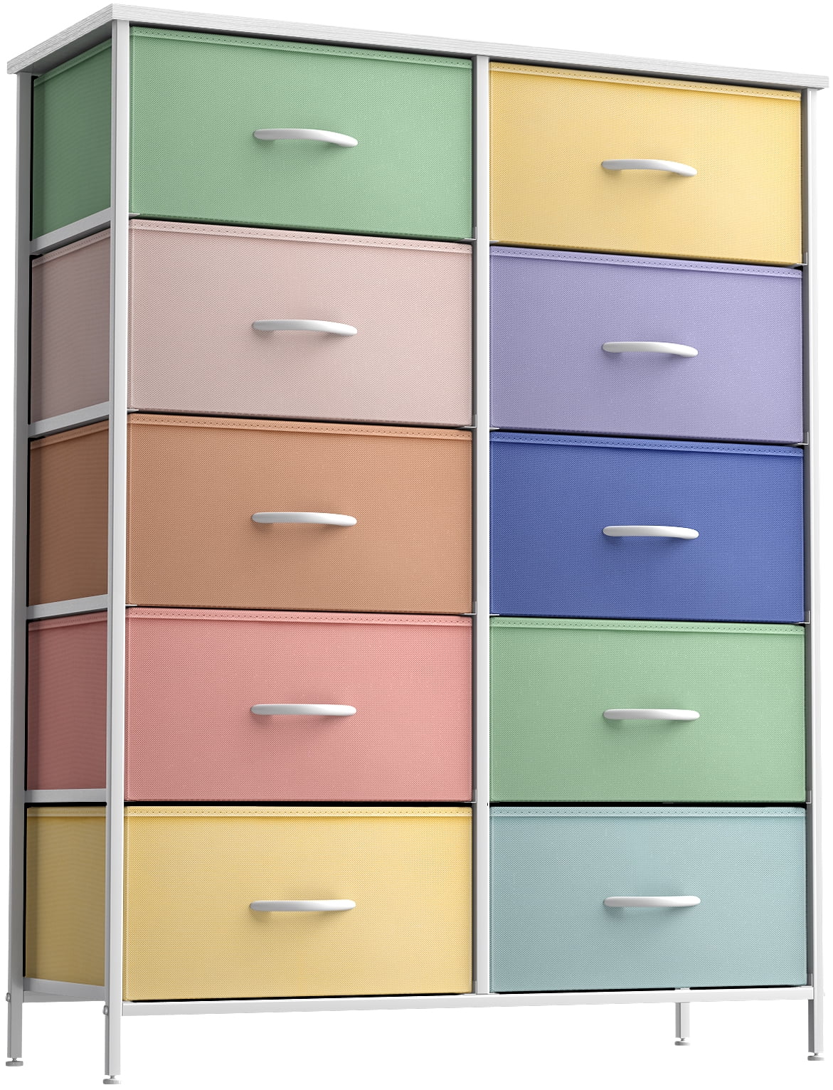 Sorbus Dresser with 10 Drawers - Storage Unit Organizer Chest for Clothes - Bedroom, Kids Room, Nursery, & Closet - Steel Frame, Wood Top, and Easy Pull Fabric Bins