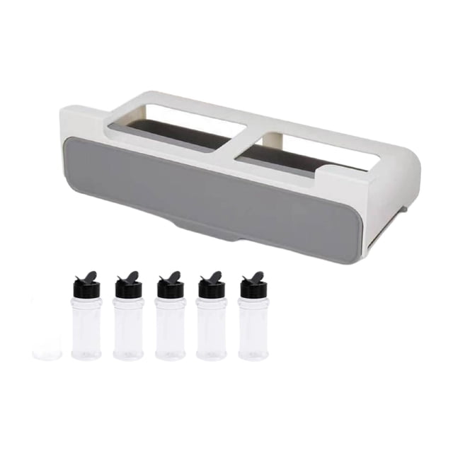 Gkeoshab Seasoning Box Spicecaddy Organizer Rack Organizer Under Cabinet Self Adhesive Slides In And Out Seasoning Organizer Pull Down Hidden Rack For Drawer With 6 Bottles Home & Garden