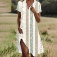 thumbnail image 1 of Ovzne Robes d'Été pour Femmes Robe Mode Femmes Imprimé Fleuri Col en V Manches Courtes Robe Ample et Confortable Robe de Printemps Manches Courtes Imprimée Liquidation, 1 of 6