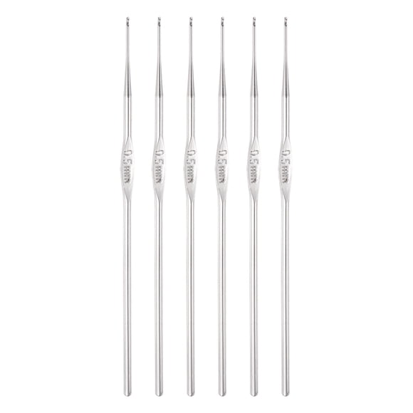 REGALWOVEN Stainless Steel Crochet Hook 0.5mm Knitting Needles for DIY Craft Yarn 6Pcs