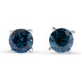 thumbnail image 1 of 1/2cttw Blue Diamond Round Stud Earring 14k in White Gold, 1 of 2