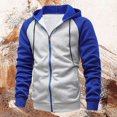 thumbnail image 4 of LUOGENLI Chandails à Capuche pour Hommes Noir et Bleu Cardigan à Capuche pour Homme Chandail en Molleton Ample Texturé à Fermeture Éclair Chandail en Molleton à Capuche Insert Manche Veste Hommes Chandails à Capuche Design Graphique Bleu Taille TTTG, 4 of 5