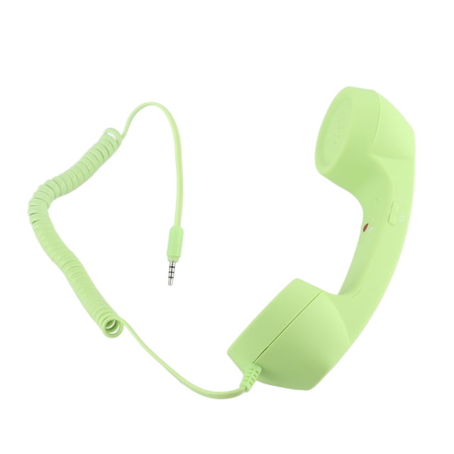 Combiné Téléphonique Rétro 3,5 mm Vert Pâle, Conçu avec un Cordon Enroulé, une Prise audio 3,5 mm et un Adaptateur USB‐C. Fabriqué en Matériau ABS durable, Ce Combiné de Style Vintage Comprend un microphone et un Haut‐parleur Intégrés pour Répondre aux Appels, Ajuster le volume et Réduire l'Exposition aux Rayons. Idéal pour Téléphones Intelligents et Appareils avec Prises audio Ou Connecteurs USB‐C, Incluant un Câble d'Extension de 1 m pour Plus de Commodité.