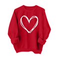 thumbnail image 2 of Styesk Chemises à Manches Longues pour Femmes Imprimé Cœur Hauts Confortables Doux Col Rond T-Shirts Chandail Mode Léger Chandail en Molleton Graphique de la Saint-Valentin Hauts Décontractés, 2 of 3