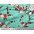 thumbnail image 2 of Soimoi Green Rayon Fabric Ranunculus & Penoy Floral Print Print Fabric by the Yard 42 Inch Wide, 2 of 3