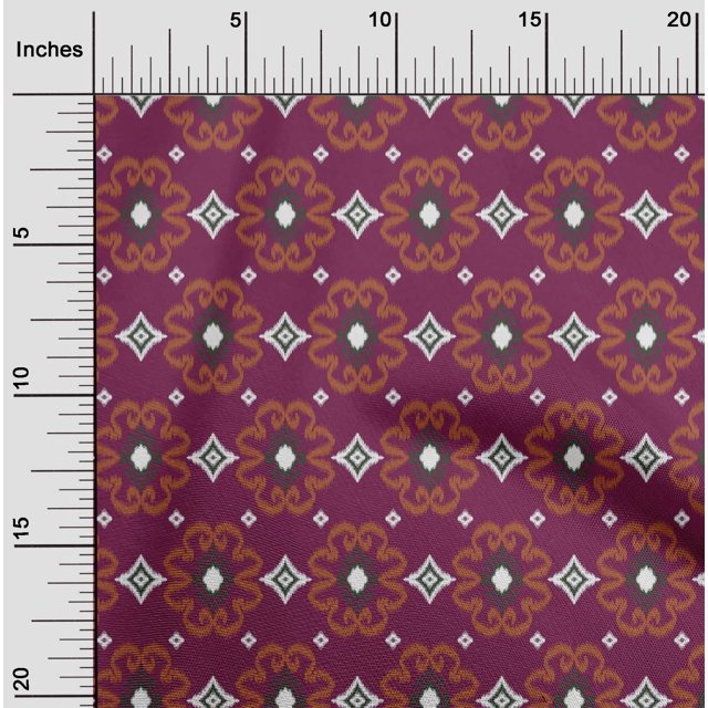 oneOone Cotton Poplin Fabric Diamond & Swirl Ikat Print Fabric BTY 56 Inch Wide