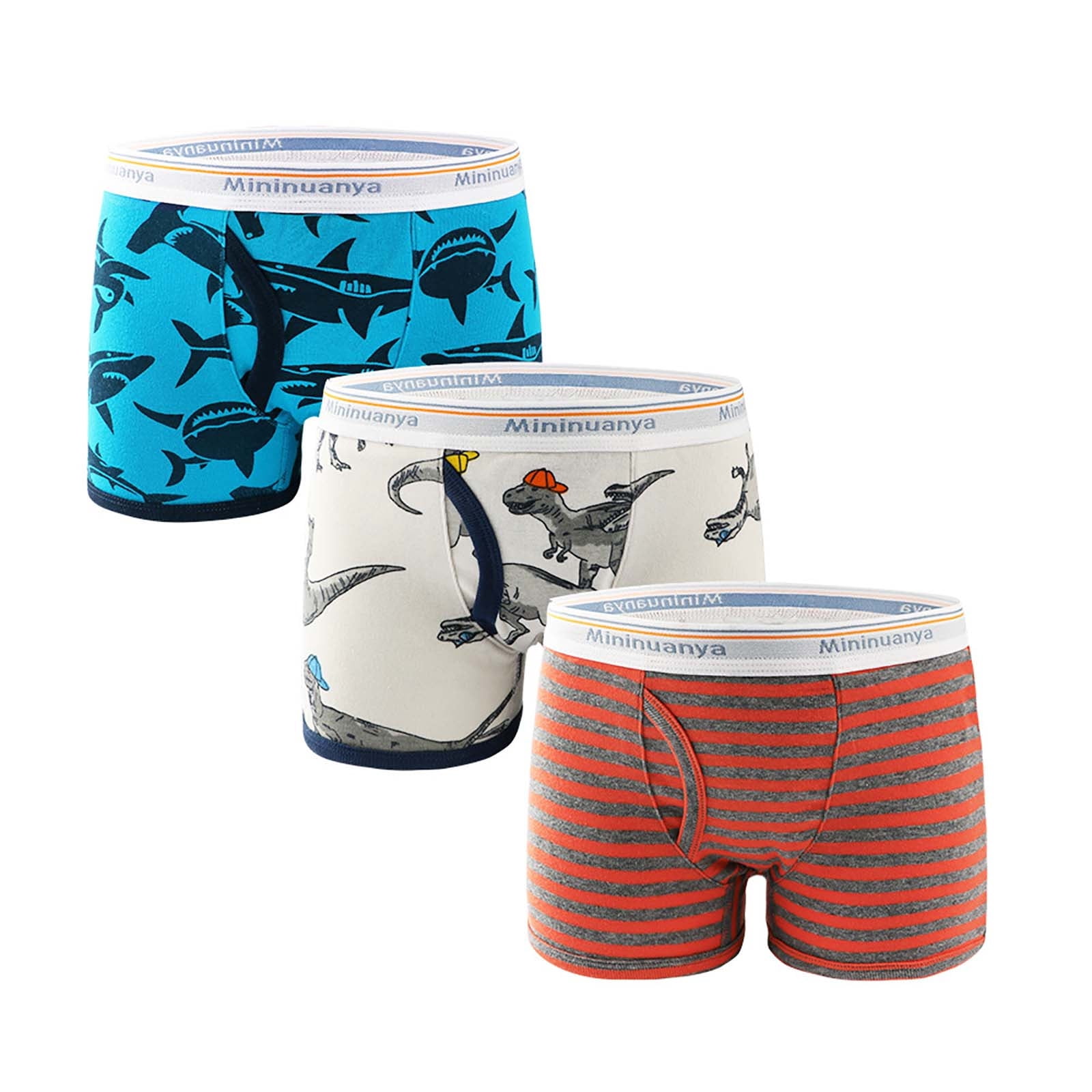 WEIYLL Boxeurs Multi-pack Garçons Imprimé Animal Mignon Shorts Confortables 3 Pcs Bas Bleus Taille 110