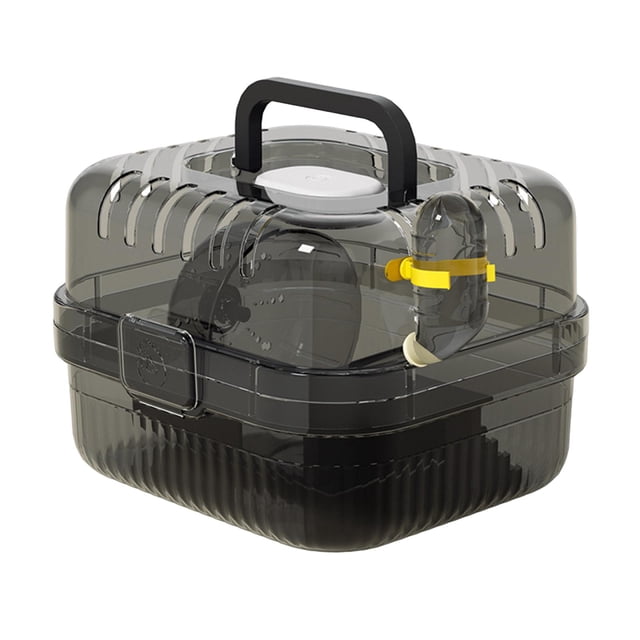 Milaget Hamster Cage with Water Bottle Breathable Carry Case for s Gerbils Rats black