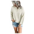 thumbnail image 1 of Femmes Veste Manches Longues V Cou Bouton Tricot Pull Pulls Pulls Décontractés, 1 of 4