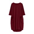 thumbnail image 4 of Pompotops Robe Ample pour Femmes avec Poches, Col pour Dames, Hauts Longs Décontractés, Robe Grande Taille en Solde, 4 of 4