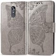 thumbnail image 2 of Case Premium PU Leather Flip Wallet Case Butterfly Embossed Full Body Protection Flip Stand Card Holder Magnetic Cover for iPhone 11 Pro(Gray), 2 of 6