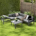 thumbnail image 1 of Gymax 3PCS Patio Furniture Set Aluminum Lounge Adjust Back Recliner Sofa Table Cushion, 1 of 10