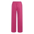 thumbnail image 5 of Dealovy Womens Cotton Linen Pants Elastic High Waisted Drawstring Wide Leg Solid Color Summer Lounge Trousers, 5 of 5