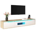 thumbnail image 1 of Homy Casa High-Gloss TV Stand with LED Lighting, White & Wood, 1 of 12