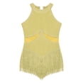 thumbnail image 4 of iefiel Combinaison de Danse Latine Rumba Salsa Tango à Franges pour Filles, Jaune 10, 4 of 6