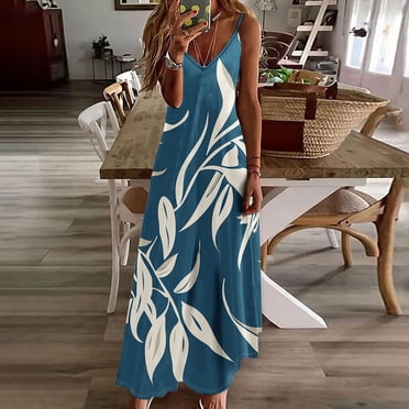 Drppepioner Robes Femmes Chic Mode Femmes Été Décontracté Uni Col en V Camis Sans Manches Longue Robe Multicolore 14(TTTG), Grande Taille Liquidation
