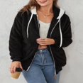 thumbnail image 2 of Womens Full Zip Up Sherpa Hoodie Fuzzy Fleece Jacket Oversized Fluffy Coat with Pockets, 2 of 9