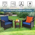 thumbnail image 3 of Costway 3PCS Patio Rattan Furniture Set Solid Wood Frame Cushion Sofa Round Table Shelf, 3 of 9