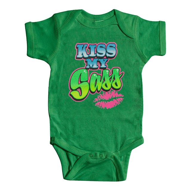 Baby "Kiss My Sass" Bodysuit - Green - 18 Months