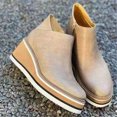 thumbnail image 2 of CAROOTU Bottines pour Femmes Couleur Unie Bout Rond Chaussures Compensées Chaussures Décontractées à la Mode, 2 of 5