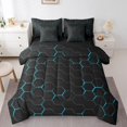 thumbnail image 1 of YST 7 Piece Blue Honeycomb Print Bed in a Bag, Geometric Fitted Sheet Set, 100% Polyester Microfiber, Full (7 Count), 1 of 5