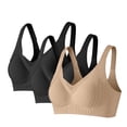thumbnail image 1 of Amzcrzy 3PC Womens Bras Comfortable Supportive Lift Push up Bra Trendy Solid Color Ribbed Seamless T Shirt Bra XL, 1 of 5
