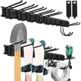 thumbnail image 1 of Tool Organizer Wall Mount Garage Storage Wall Organizer Garden Tool Storage Rack with PC fabric bag holder with Hooks with Straps use for Ski Gears Rake Shovel Yard Tool, 1 of 7