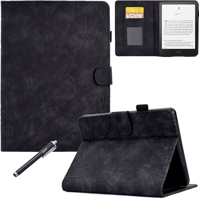 GSFY Case for All-new 7" Kindle Paperwhite 12th Gen 2024 & Kindle Colorsoft Signature Edition 2024, PU Leather Protective Smart Shell Flip Stand Cover with Card Slots Auto Sleep/Wake, Black