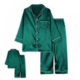 thumbnail image 4 of Kids Satin Pajamas Set PJS Long Sleeve Button-Down Sleepwear Loungewear, 4 of 7