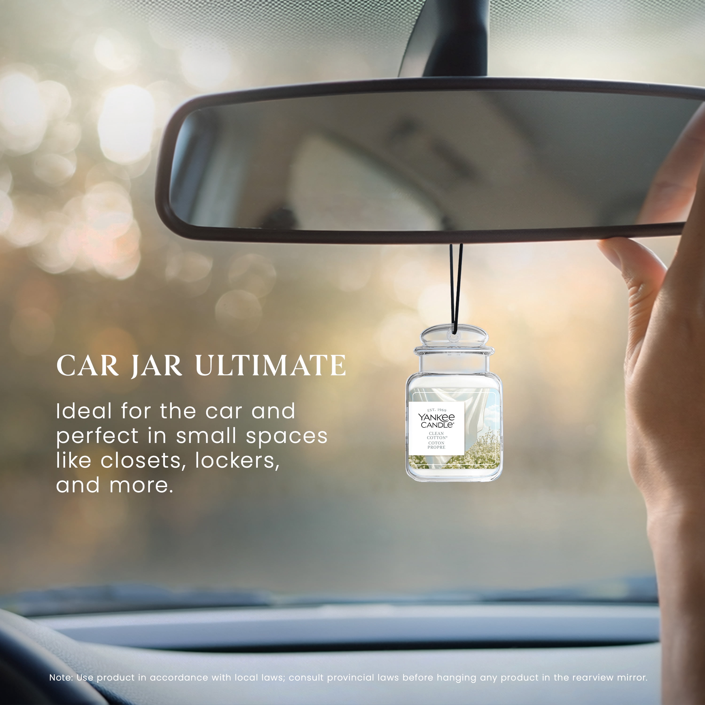 Désodorisant de voiture Yankee Candle Car Jar Ultimate, parfum Cotton propre - neutralise les odeurs jusqu’à 30 jours