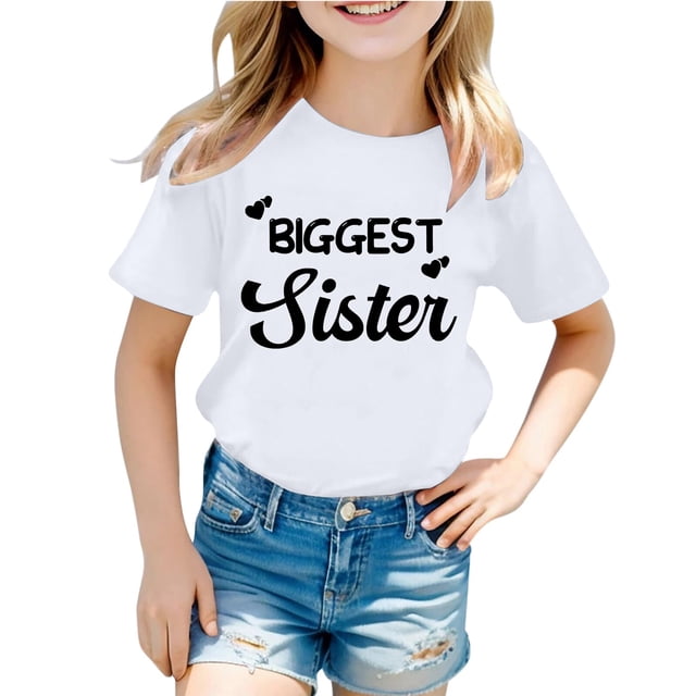 T-shirts pour Filles Décontractés Mode à Lettres Col Rond Manches Courtes pour Filles - et Confortables pour Tous les Jours