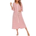 thumbnail image 4 of Faithtur Robe de Nuit d'Été pour Femme Grande Taille à Rayures Col Rond Fermeture Éclair Jupe de Sommeil, 4 of 7