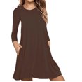 thumbnail image 1 of zanvin Hauts pour Femmes, Mode pour Dames Décontractée à Manches Longues, Robe T-shirt Ample Unie avec Poches, Chemise, 1 of 5