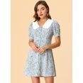 thumbnail image 3 of INSPIRE CHIC Robe-Chemise Courte à Manches Courtes pour Femmes, Coupe Évasée, Col Contrastant, 3 of 4