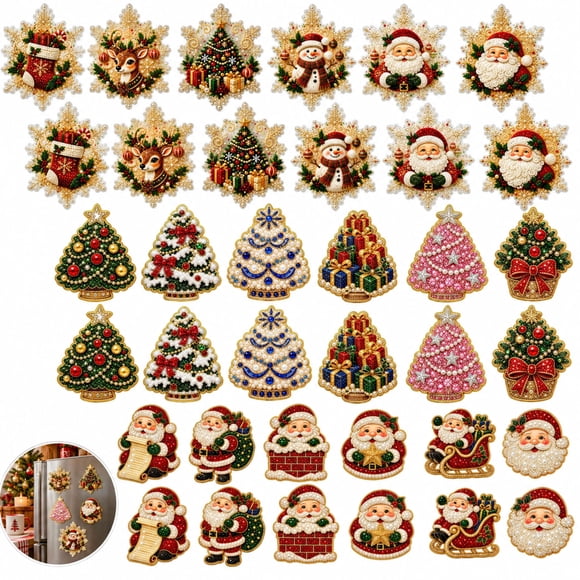 Diamond Art Magnets,DIY Christmas Diamond Painting Fridge Magnet Craft Kit with Holiday Decorations for Refrigerator
