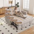 thumbnail image 4 of Hawsaiy 3-in-1 Convertible Sleeper Sofa Bed, Pull Out Loveseat Couch with 5-Level Adjustable Backrest, Metal Frame, Side Pockets & Pillows, Easy Assembly, Beige, 4 of 9