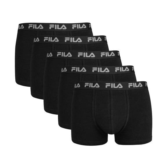 FILA Boxeurs pour Hommes, Lot de 5 - Ceinture à Logo, Urbain, Extensible en Coton, Noir Uni m (Moyen)