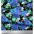 thumbnail image 2 of Soimoi Crepe Silk Fabric Fish Ocean Print Sewing Fabric Yard 42 Inch Wide, 2 of 2