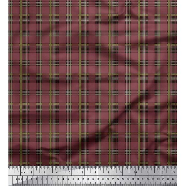 Soimoi Rayon Fabric Plaid Check Print Sewing Fabric Yard 56 Inch Wide