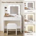 thumbnail image 3 of EDTara Vanity Desk with Mirror and Lights, White Makeup Vanity with 2 Drawers, 3 Light Mode and Brightness Adjusted, Makeup Table for Bedroom, Desk and Chair, 3 of 7