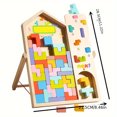 thumbnail image 3 of 3D Wooden Tetris Puzzle Set, Geometric Logic Building Blocks for Desktop Display, Wood Jigsaw Game for Spatial Thinking, Natural Finish, 3 of 8