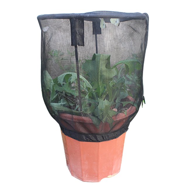 Transparent Mesh Net Bag With Zipper For Garden Fruit , 35 X 25cm, Plant Cover