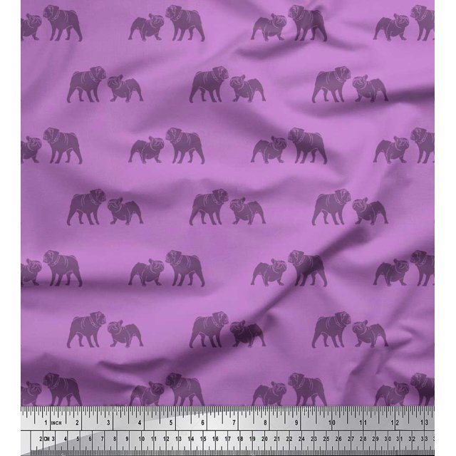 Soimoi Rayon Fabric Bull Dog Print Fabric by Yard 56 Inch Wide