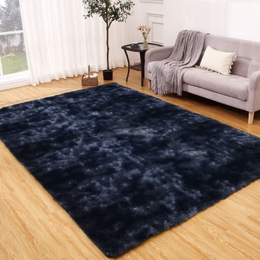 SUSUZI 5' x 7' Shaggy Area Rug, 2 Inch Thick Fluffy Plush Carpet with Non-Slip PVC Back, Soft Polypropylene Floor Rug for Bedroom Living Room Kids Room Home Décor, Blue