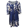 thumbnail image 3 of Women Summer Flower Print Loose Fit V Neck Button High Split Long Dress, 3 of 6