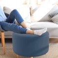 thumbnail image 3 of Lipstore Housse Extensible pour Pouf Pouf Pantoufles Rondes pour Salon Repose-Pieds Extensible Bleu (Housse Seulement), 3 of 13