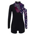 thumbnail image 4 of YONGHS Kids Girls Gymnastics Glitter Unitard Cold Shoulder Long Sleeve Rhinestones Color Block Patchwork Leotard Star Navy Blue 16, 4 of 5