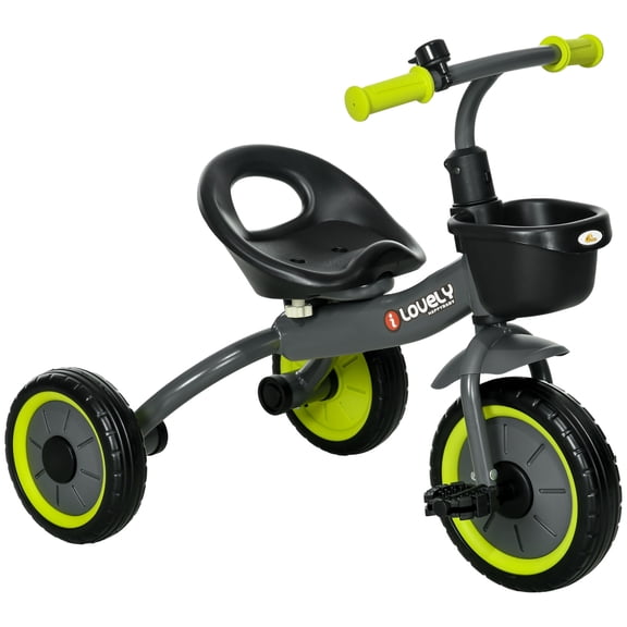 Qaba Tricycle pour Enfants de 2 à 5 Ans, Tricycle pour Tout-Petits avec Siège Ajustable, Noir
