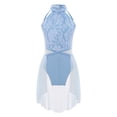 thumbnail image 4 of Yartina Robe de Danse Lyrique pour Filles Enfants Justaucorps-Robe Sans Manches Costume de Danse Moderne Contemporaine Bleu Clair 14, 4 of 7