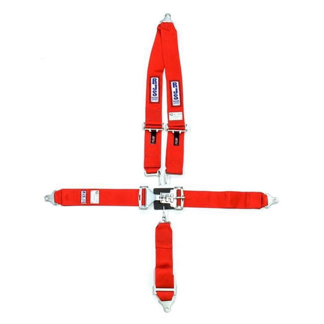 RJS Safety RJS1126204 Système de Retenue à 5 Points - Boulonné - Harnais d'Épaule Monté sur Barre de Roulement - Sangle Anti-Sous-Marine de 3 Po - Rouge